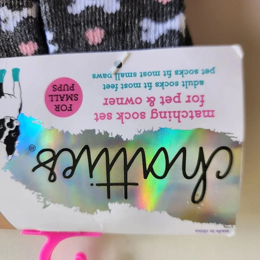 NWT Chatties Matching Sock Set for Pet & Owner Dogs Mom For Small Pups Gray Pink